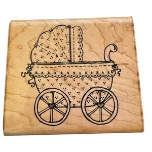 DOTS Q 179 Baby's Buggy Stroller Large Mounted Rubber Stamp